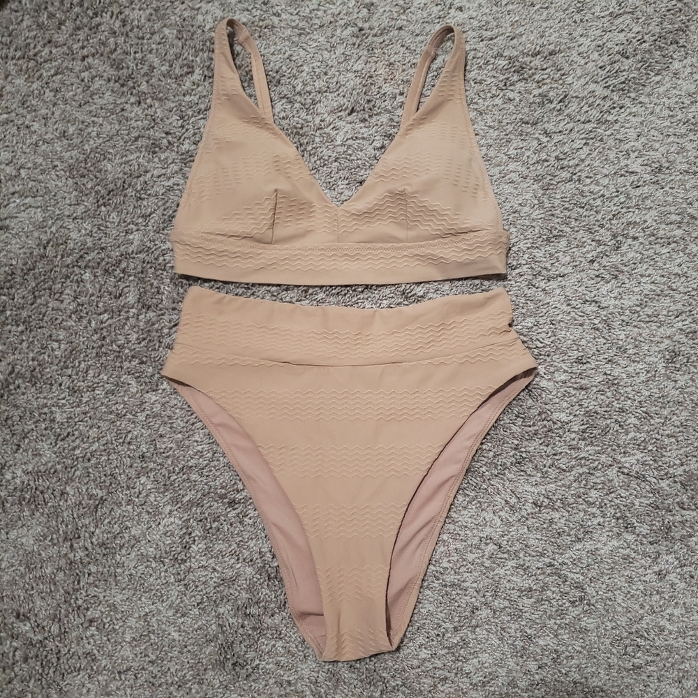 Aerie high-waist jacquard bikini set